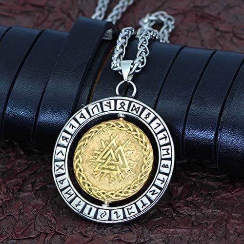 Vikings Odin Runes Stainless Steel 3D Necklace | Chain Necklaces | Wiccan Center