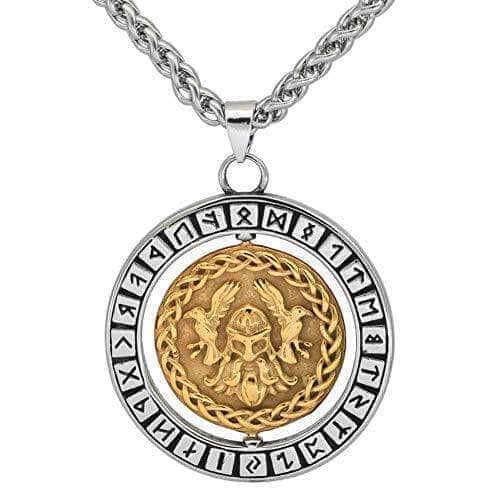 Vikings Odin Runes Stainless Steel 3D Necklace | Chain Necklaces | Wiccan Center