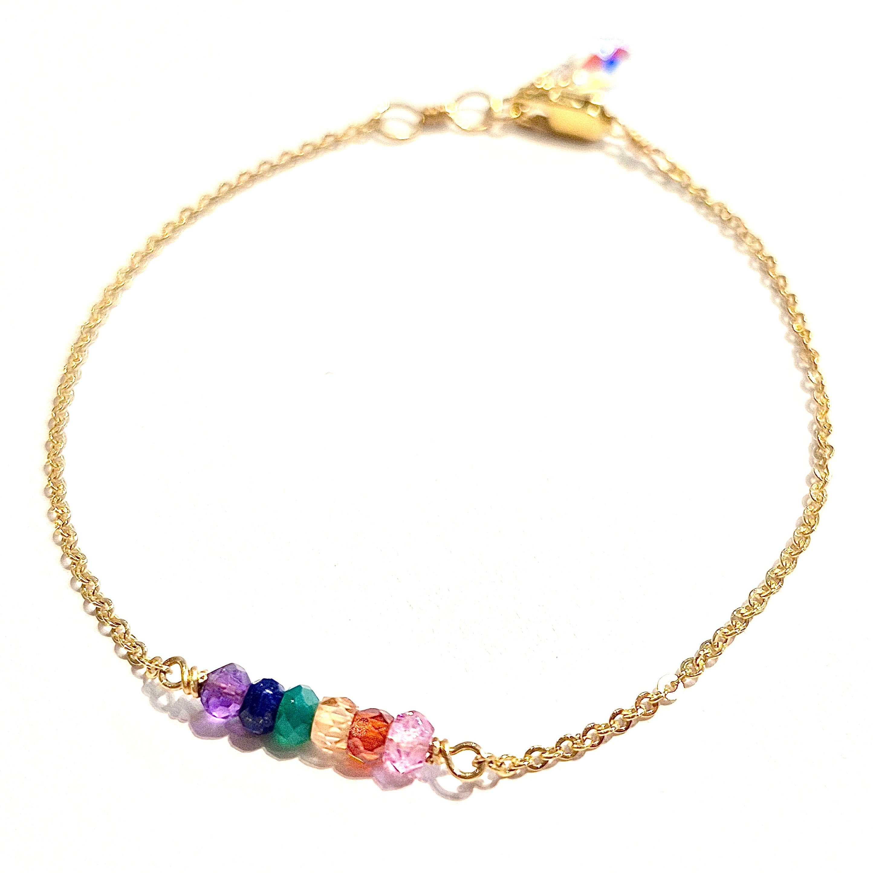 Chakra Stones Rainbow Bracelet with Swarovski Clasp