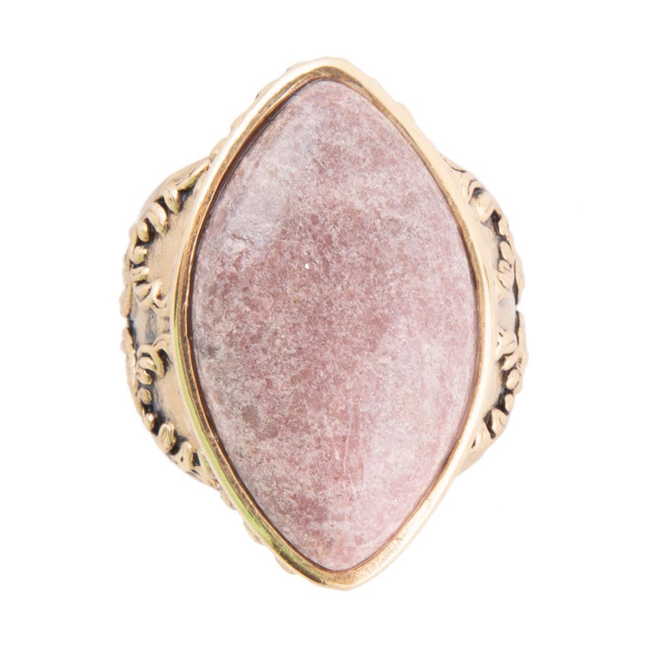 Champion Pink Rhodonite Golden Cocktail Ring | Rings | Wiccan Center