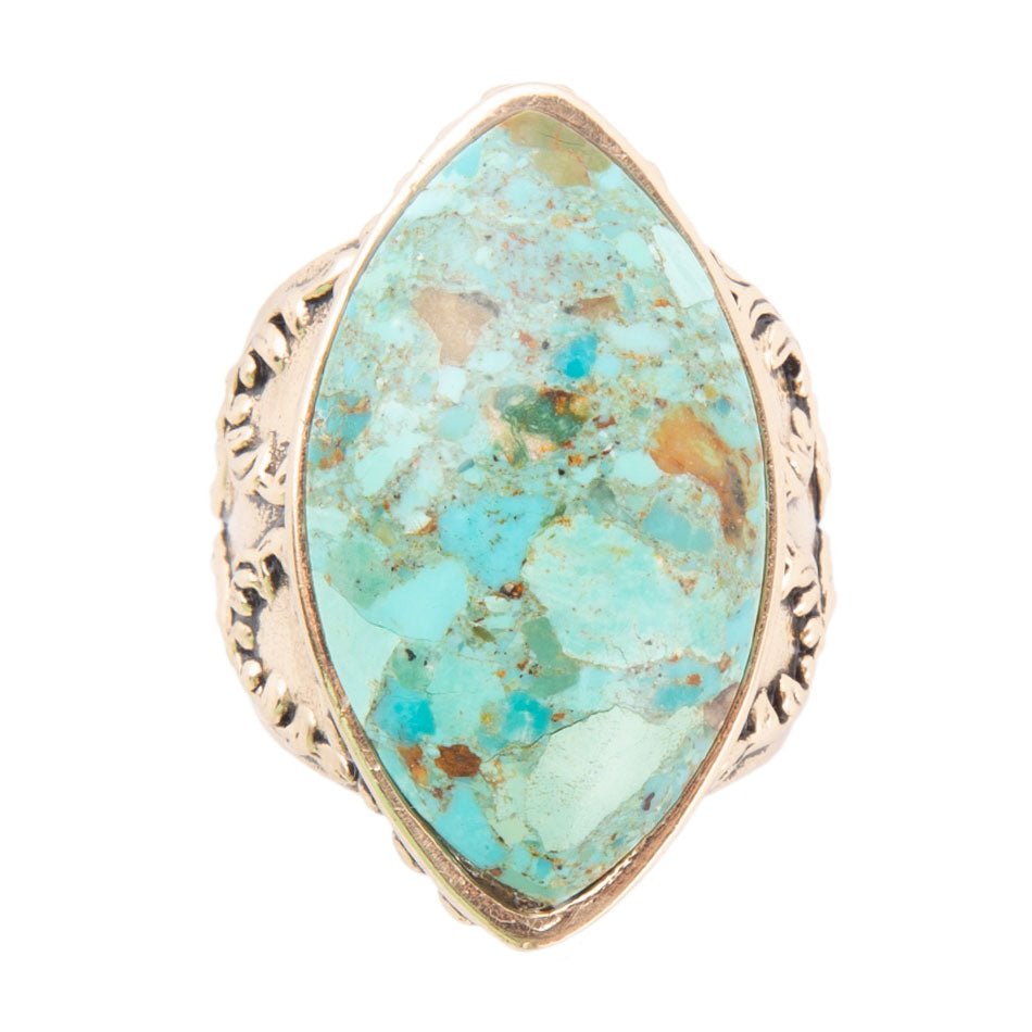 Champion Blue Turquoise Golden Cocktail Ring | Rings | Wiccan Center
