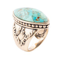 Champion Blue Turquoise Golden Cocktail Ring | Rings | Wiccan Center