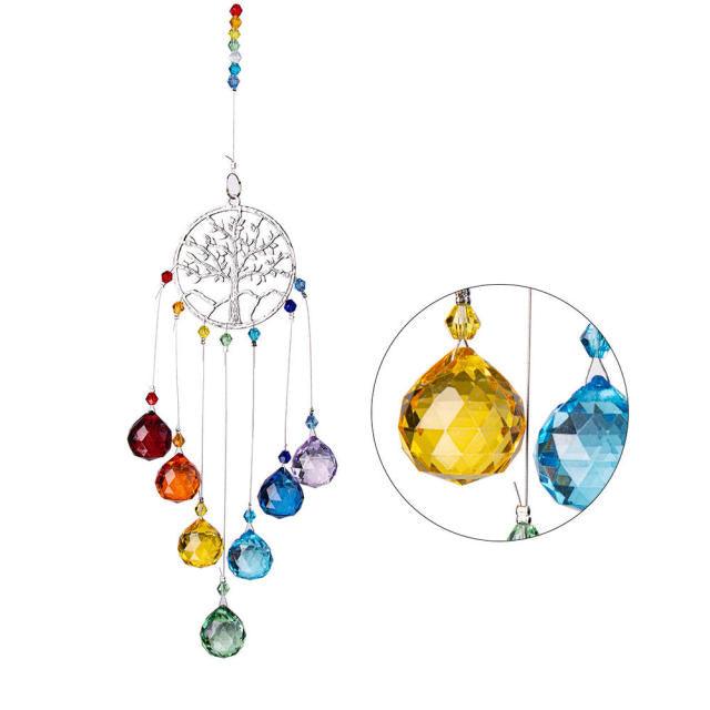 Chandelier Wind Chimes Ab Coating Crystal Prisms Hanging Sun Catcher Rainbow Chaser Crystals Ball Prisms Window Curtains Pendant Home Decor Gifts Garden Patio Yard | STDEKSP923 | Wiccan Center