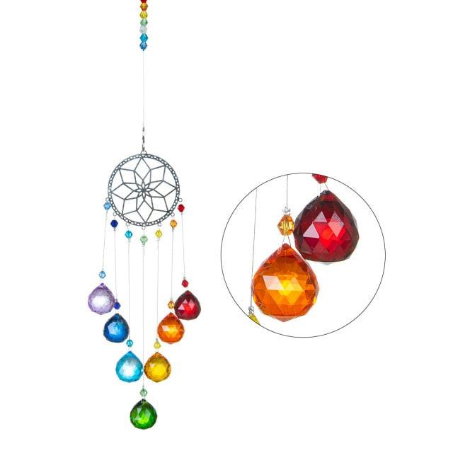 Chandelier Wind Chimes Crystal Prisms Hanging Sun Catcher Beads Chain Sphere Chandelier Lamps Light Pendant for Christmas Day Wedding Plants Cars Window Décor Rainbow Window Curtains Pendant Home Decor Gifts | STWC3456PLKMN | Wiccan Center
