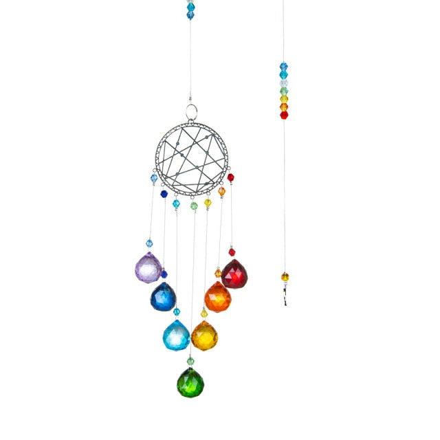 Chandelier Wind Chimes Crystal Prisms Hanging Sun Catcher Beads Chain Sphere Chandelier Lamps Light Pendant for Christmas Day Wedding Plants Cars Window Décor Rainbow Window Curtains Pendant Home Decor Gifts | STWC3456PLKMN | Wiccan Center