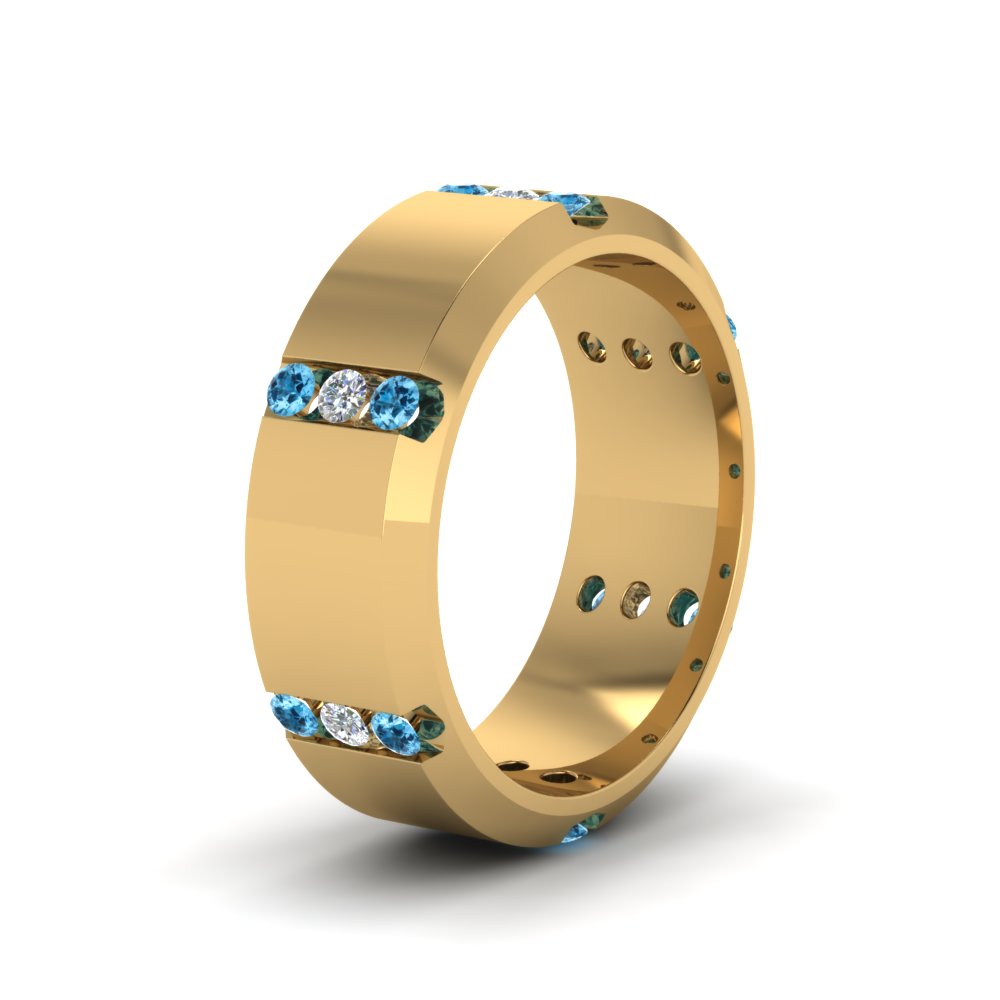Channel Set 3 Stone Mens Anniversary Ring