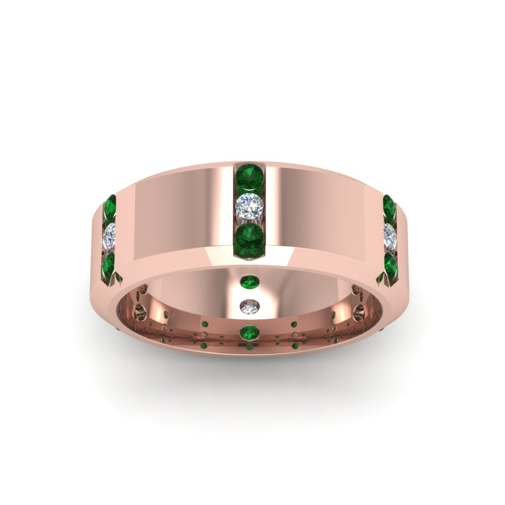 Channel Set 3 Stone Mens Anniversary Ring