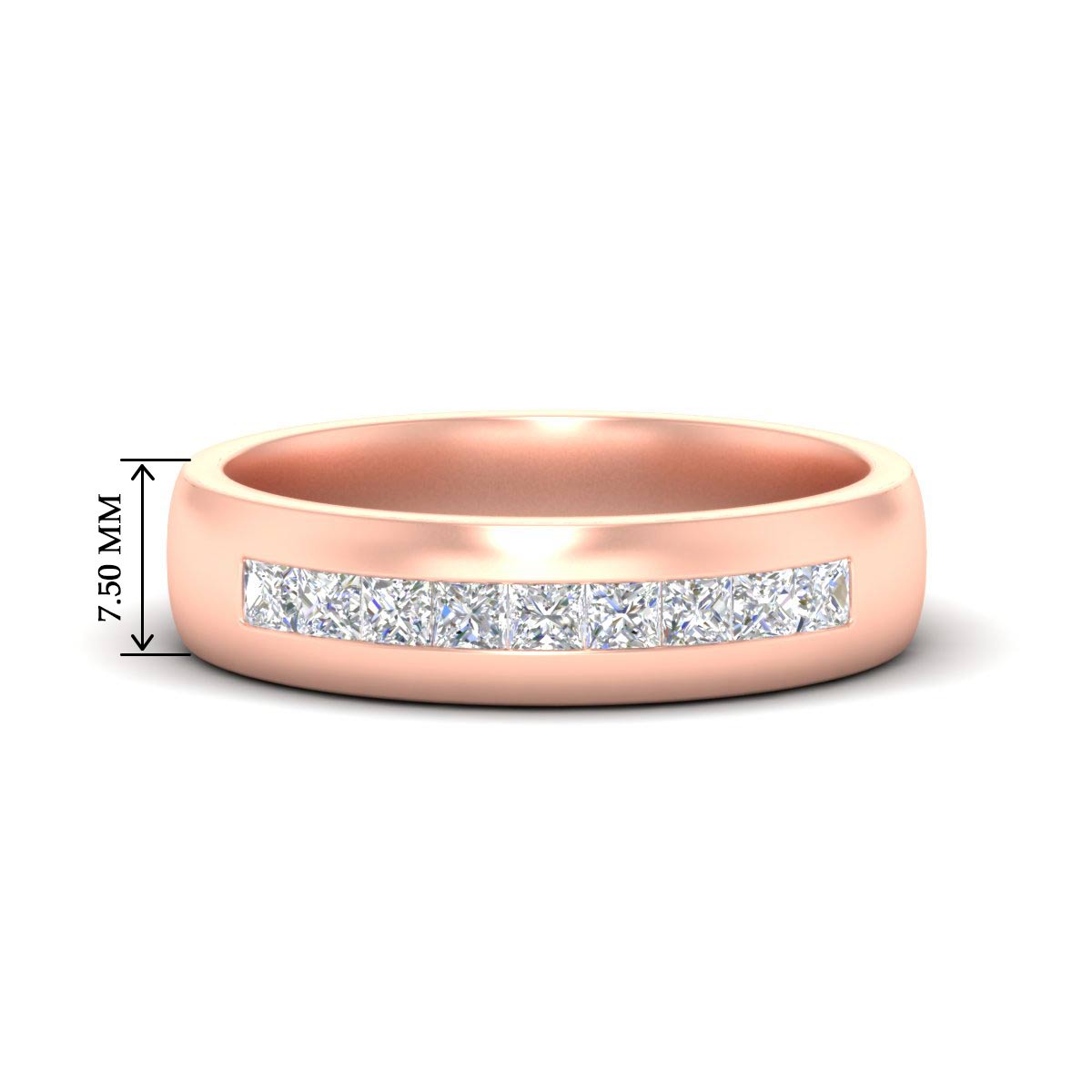 Mens Channel Set Square Wedding Ring