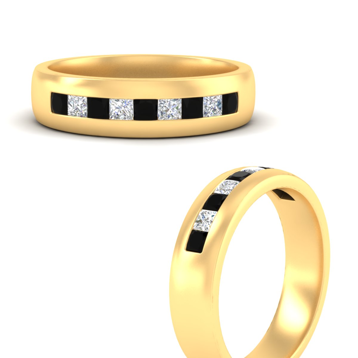Mens Channel Set Square Wedding Ring