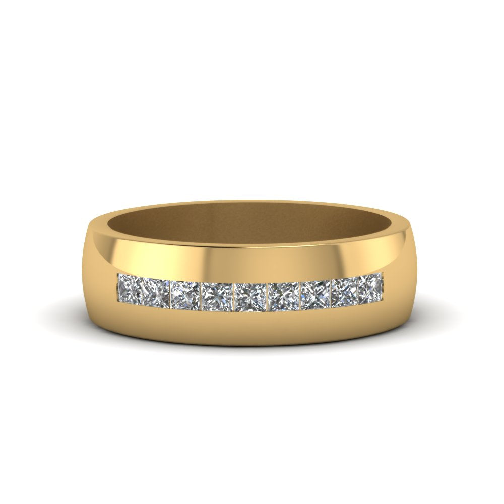 Mens Channel Set Square Wedding Ring