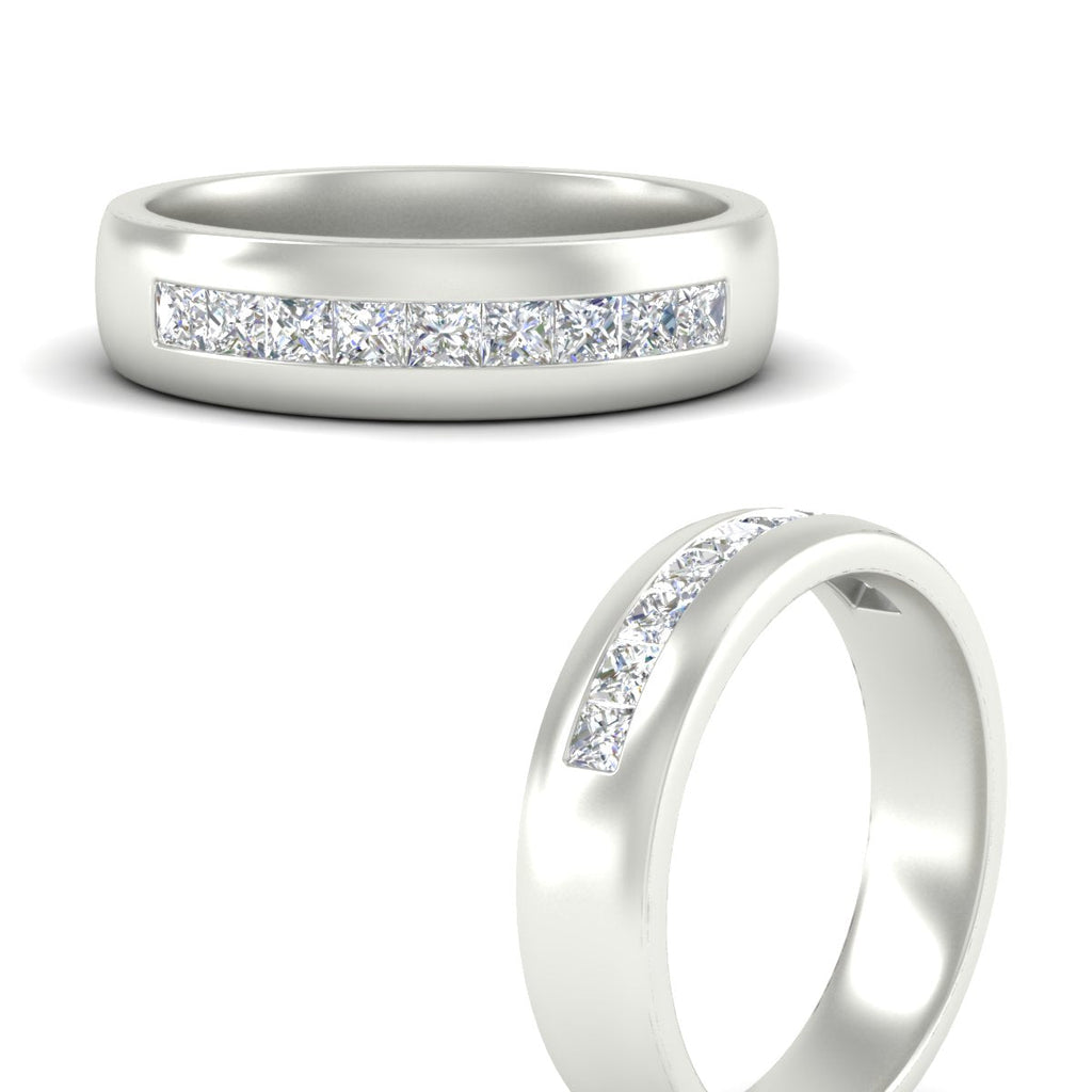 Mens Channel Set Square Wedding Ring