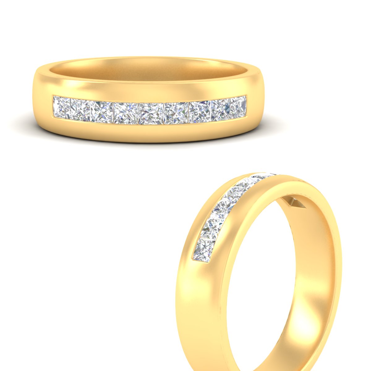 Mens Channel Set Square Wedding Ring