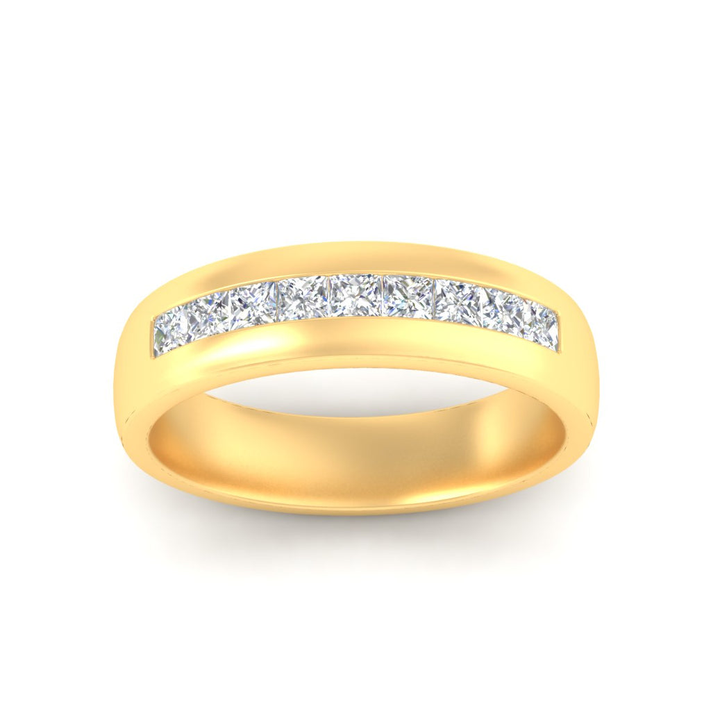 Mens Channel Set Square Wedding Ring