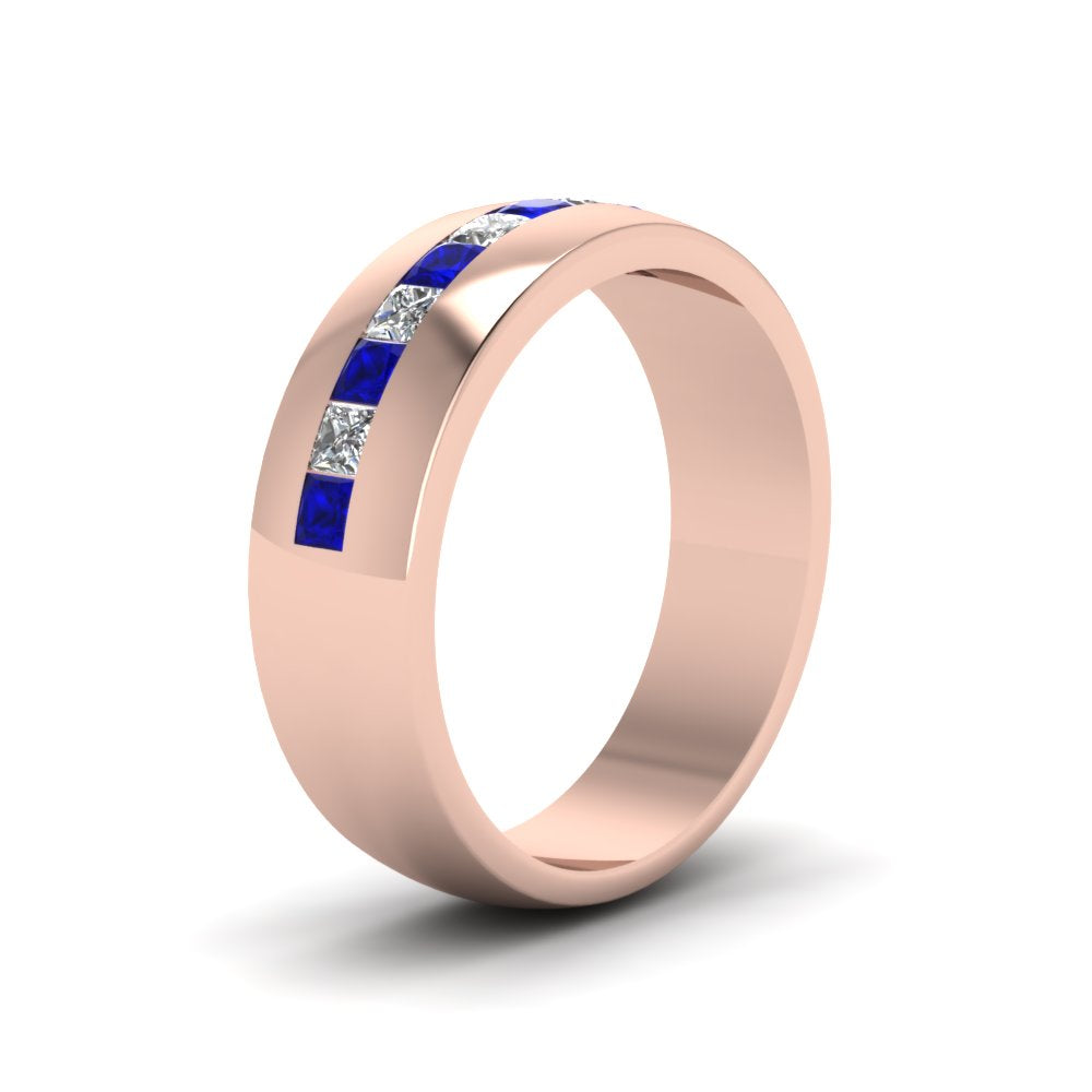 Mens Channel Set Square Wedding Ring