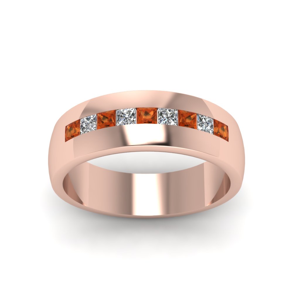 Mens Channel Set Square Wedding Ring
