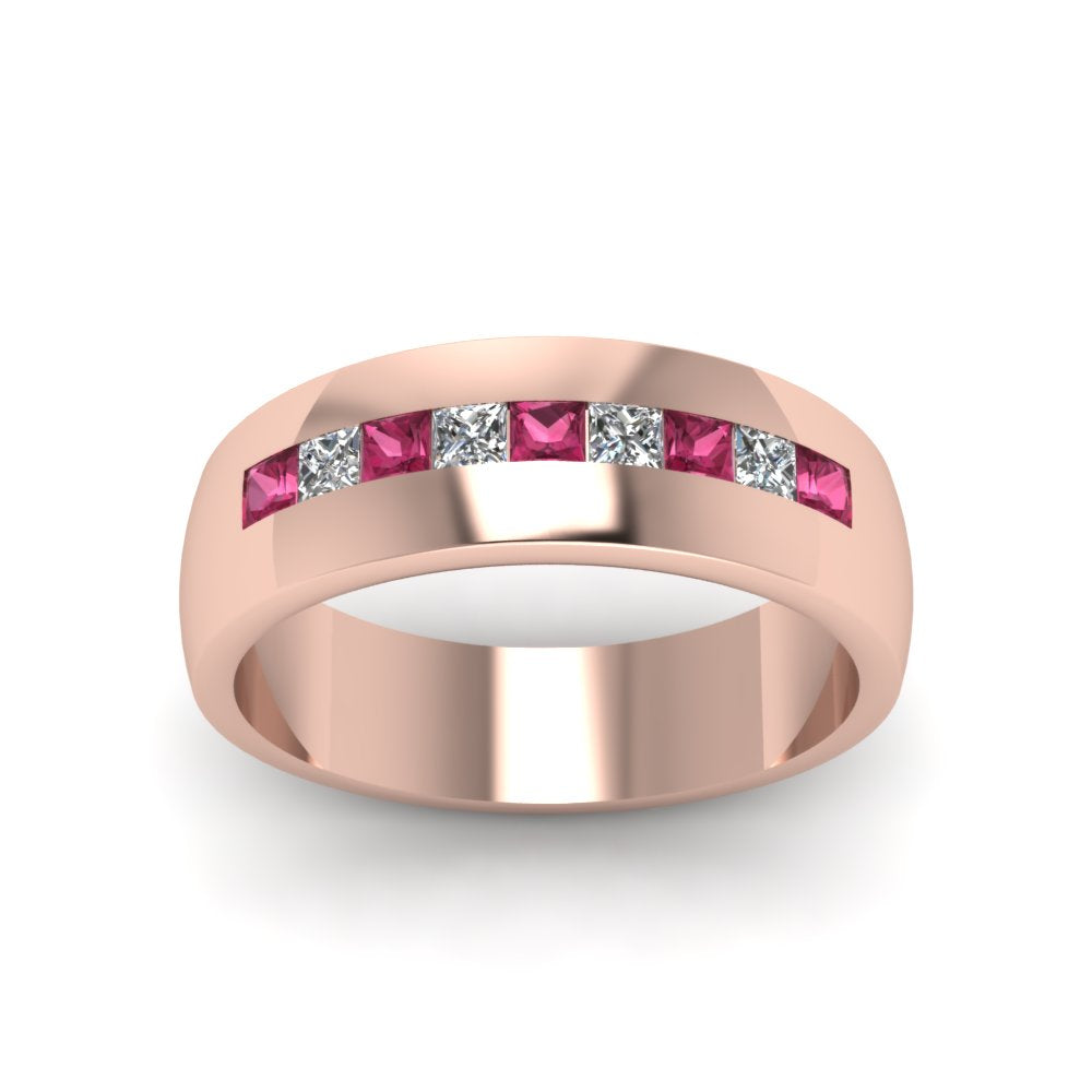 Mens Channel Set Square Wedding Ring