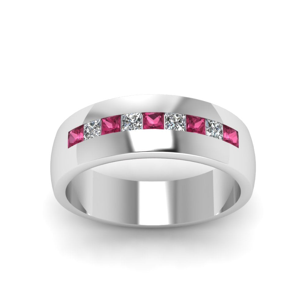 Mens Channel Set Square Wedding Ring