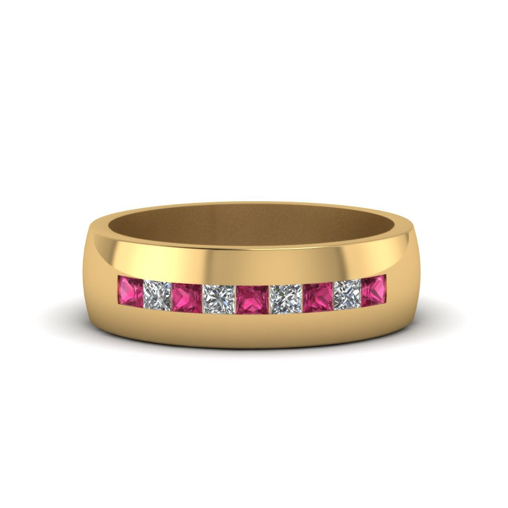 Mens Channel Set Square Wedding Ring