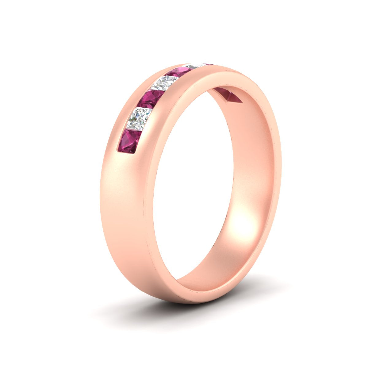 Mens Channel Set Square Wedding Ring