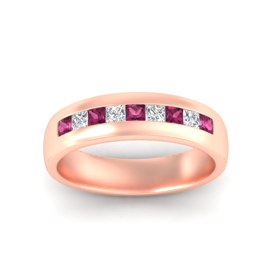 Mens Channel Set Square Wedding Ring