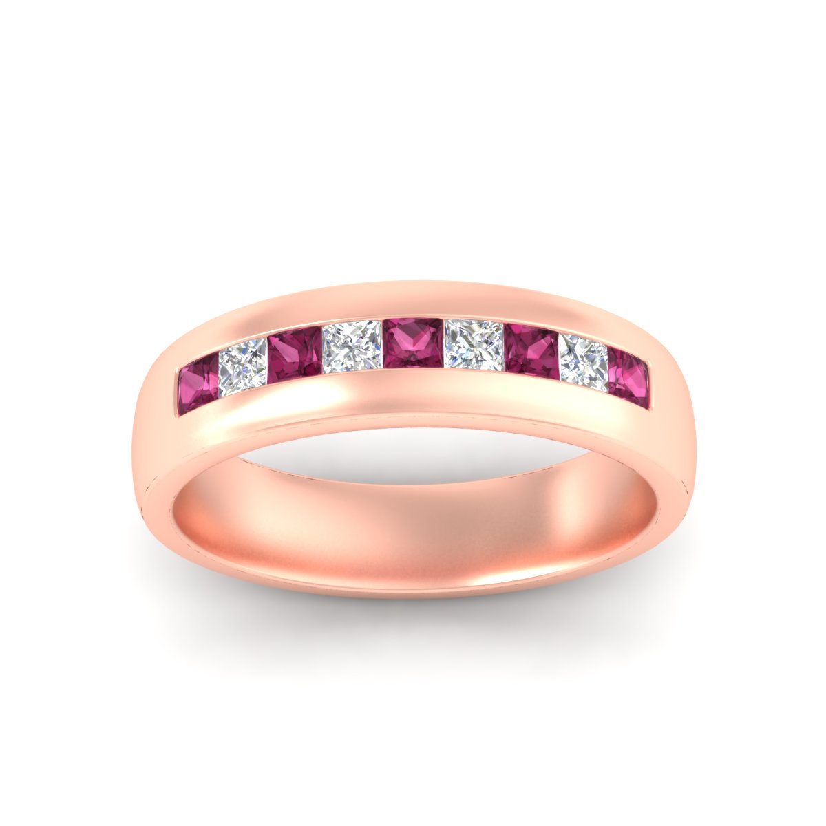 Mens Channel Set Square Wedding Ring