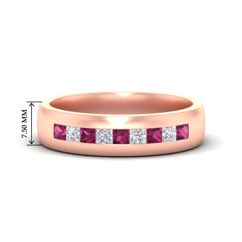 Mens Channel Set Square Wedding Ring