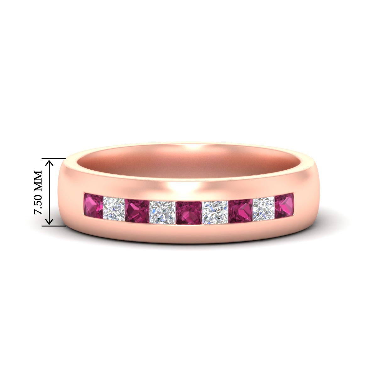 Mens Channel Set Square Wedding Ring