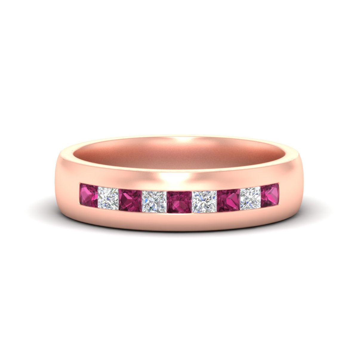 Mens Channel Set Square Wedding Ring