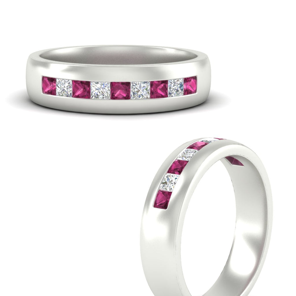 Mens Channel Set Square Wedding Ring