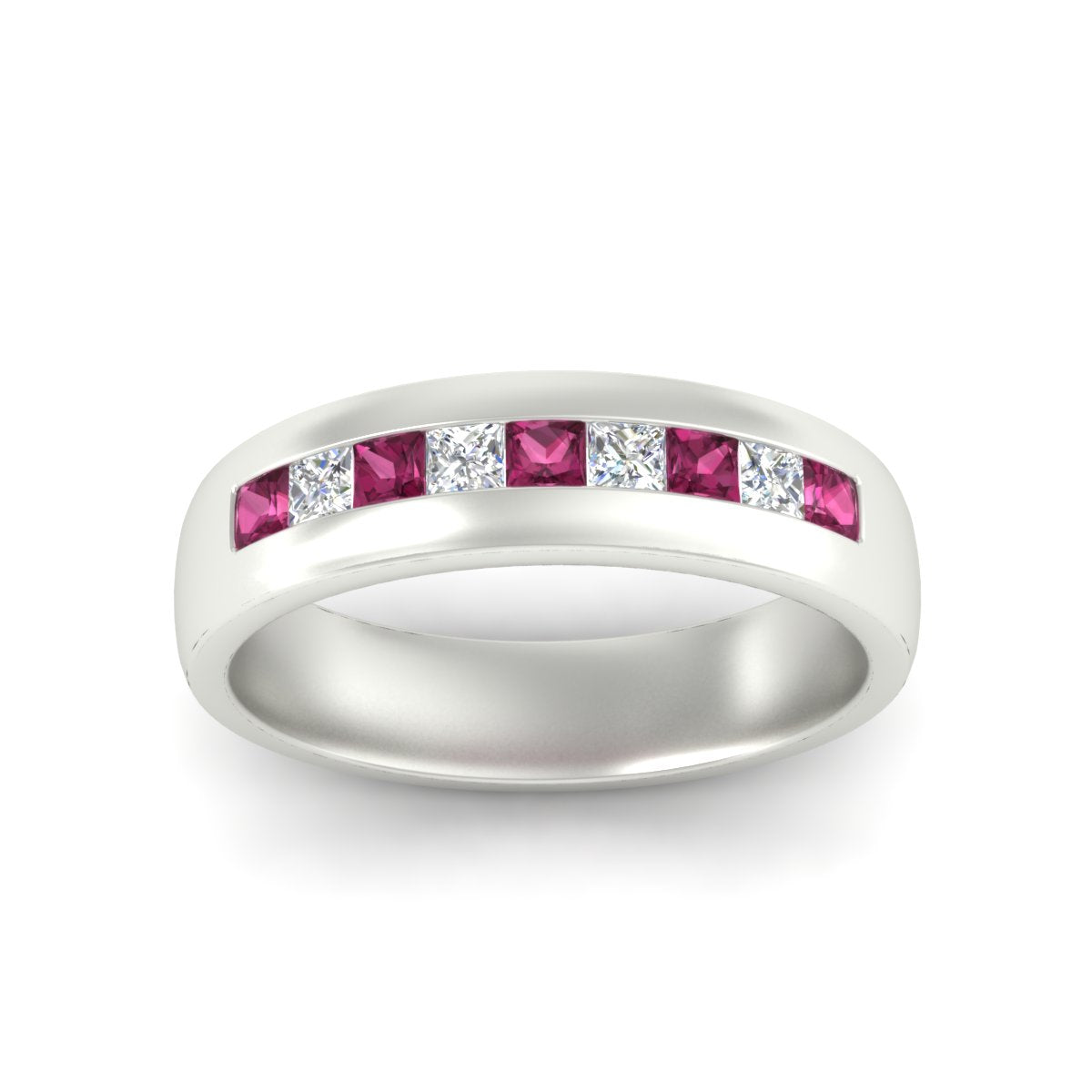 Mens Channel Set Square Wedding Ring