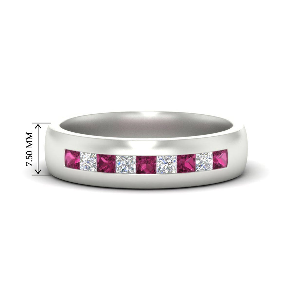 Mens Channel Set Square Wedding Ring