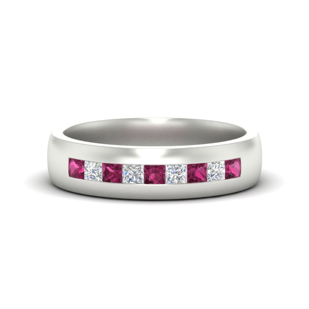 Mens Channel Set Square Wedding Ring