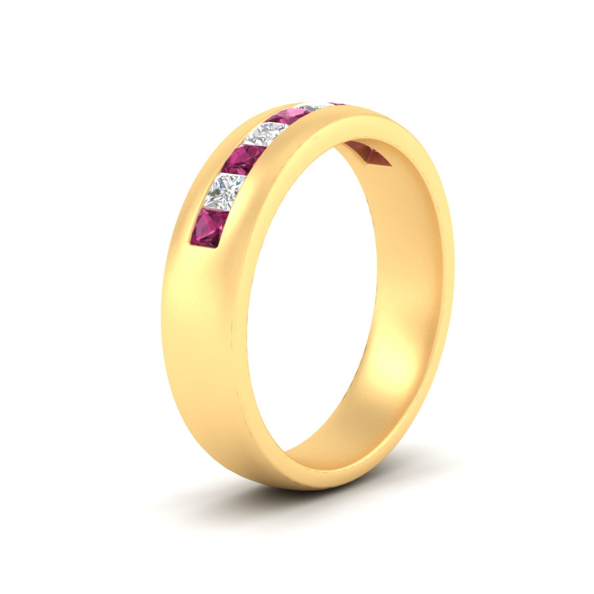 Mens Channel Set Square Wedding Ring