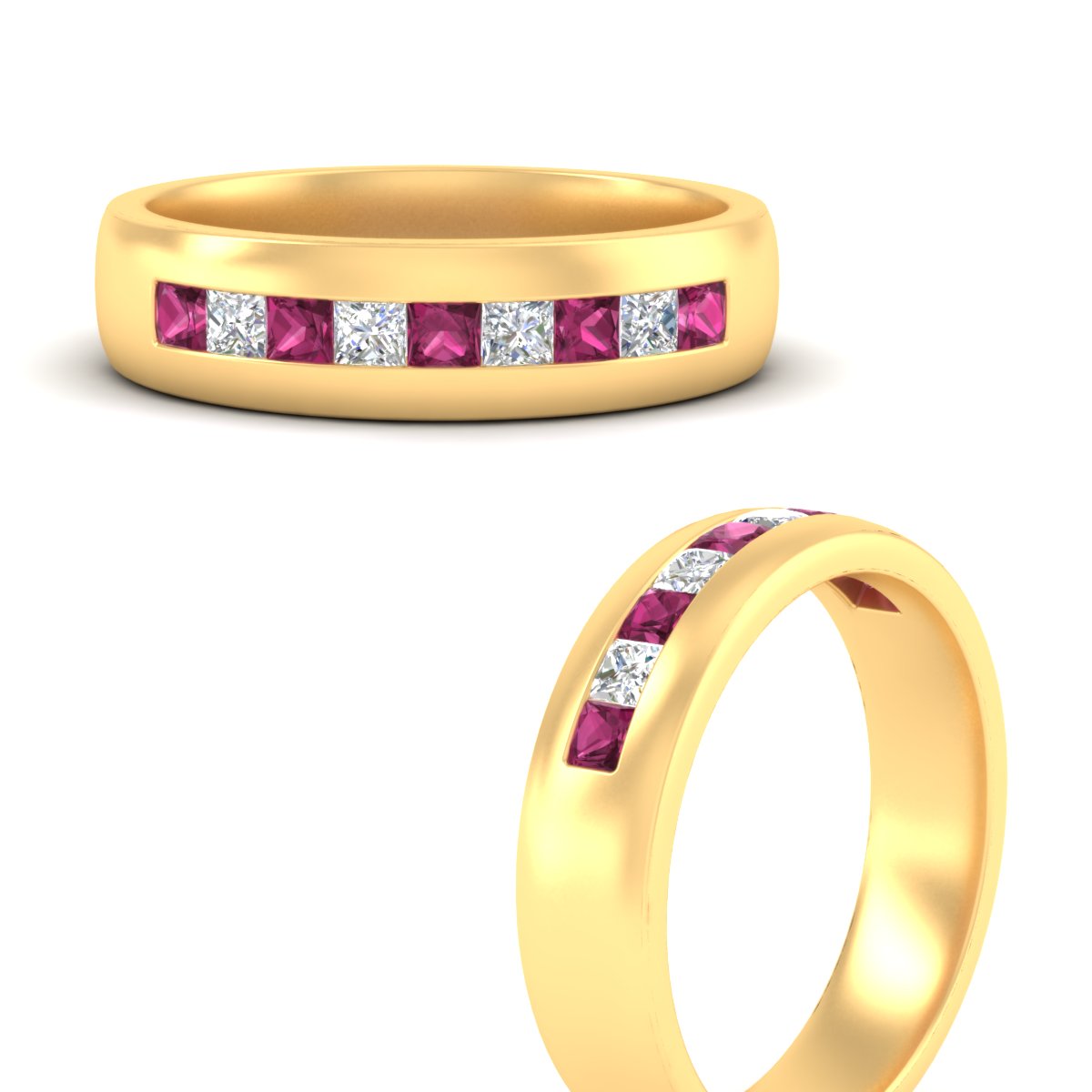 Mens Channel Set Square Wedding Ring