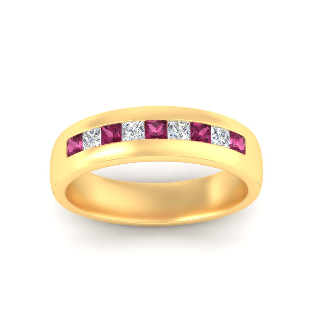 Mens Channel Set Square Wedding Ring