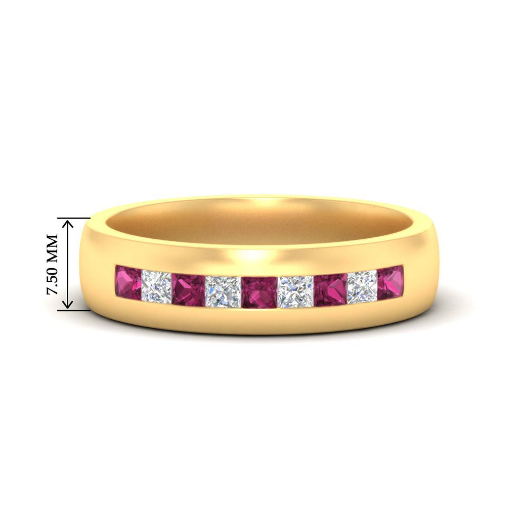 Mens Channel Set Square Wedding Ring