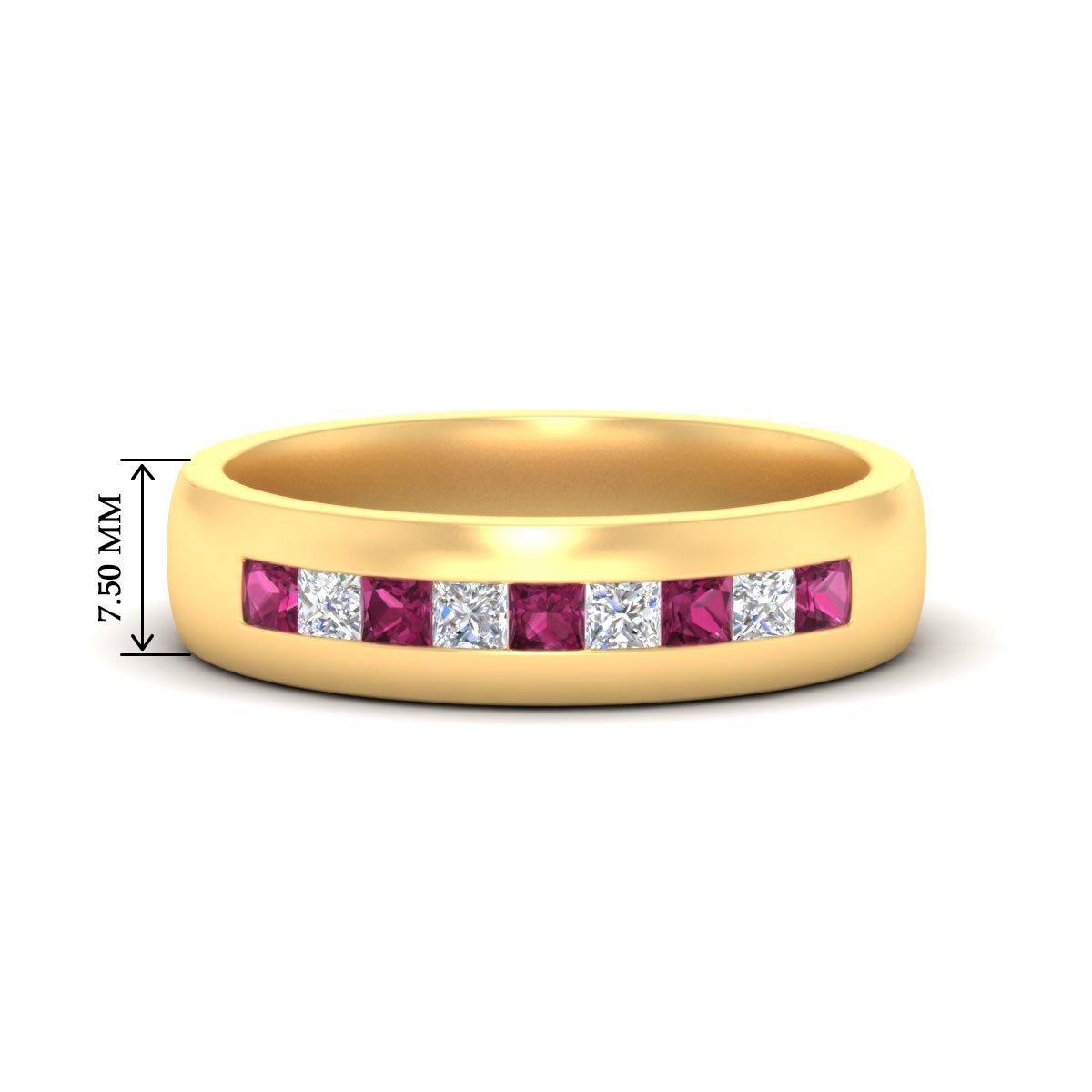 Mens Channel Set Square Wedding Ring
