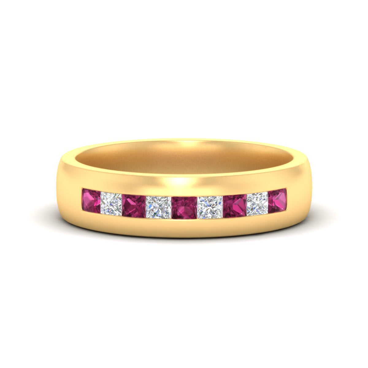 Mens Channel Set Square Wedding Ring