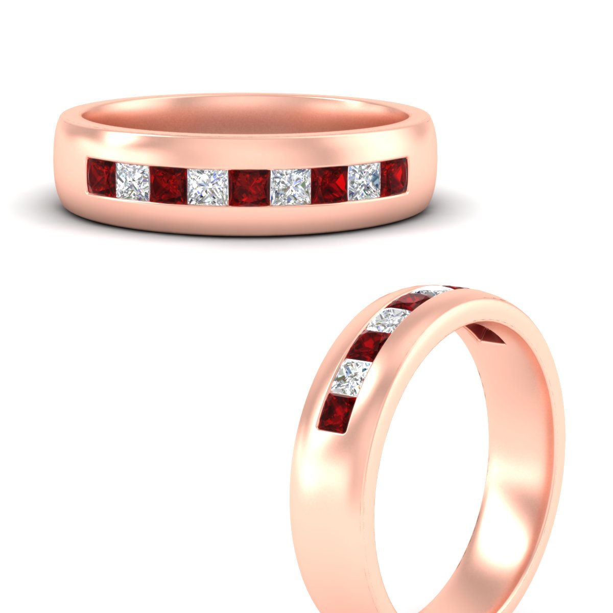 Mens Channel Set Square Wedding Ring