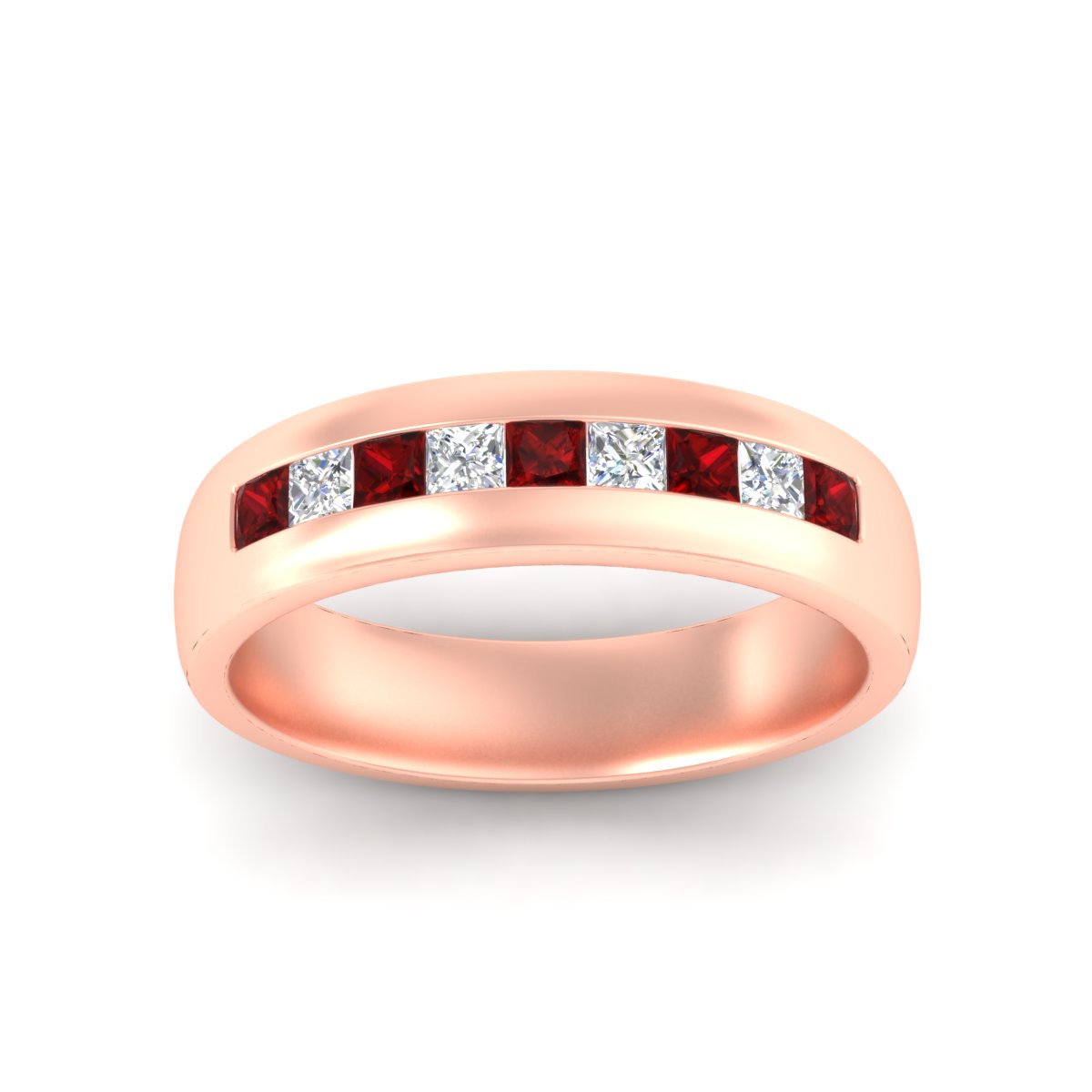 Mens Channel Set Square Wedding Ring