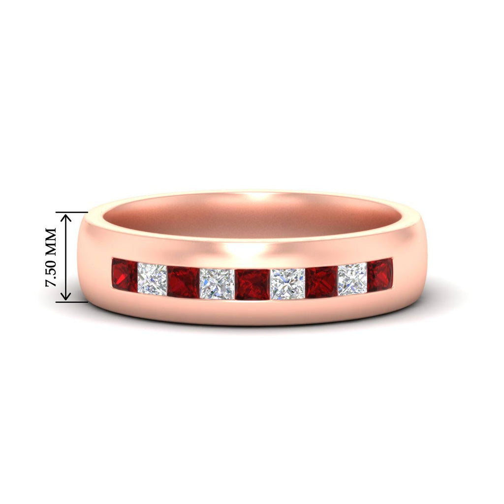 Mens Channel Set Square Wedding Ring