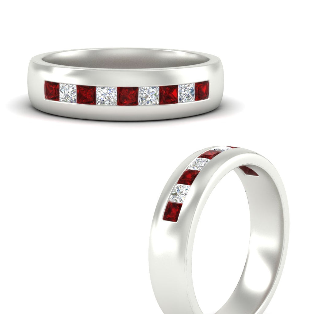 Mens Channel Set Square Wedding Ring