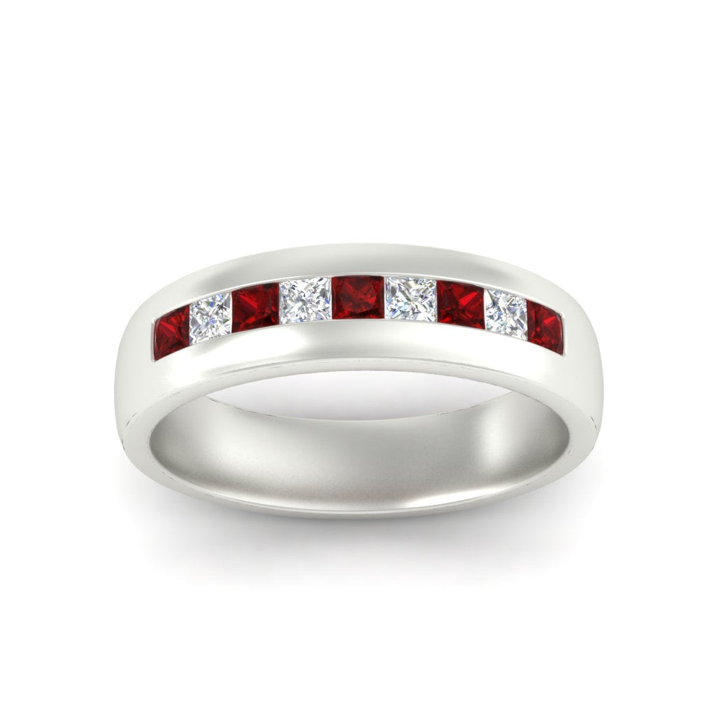 Mens Channel Set Square Wedding Ring