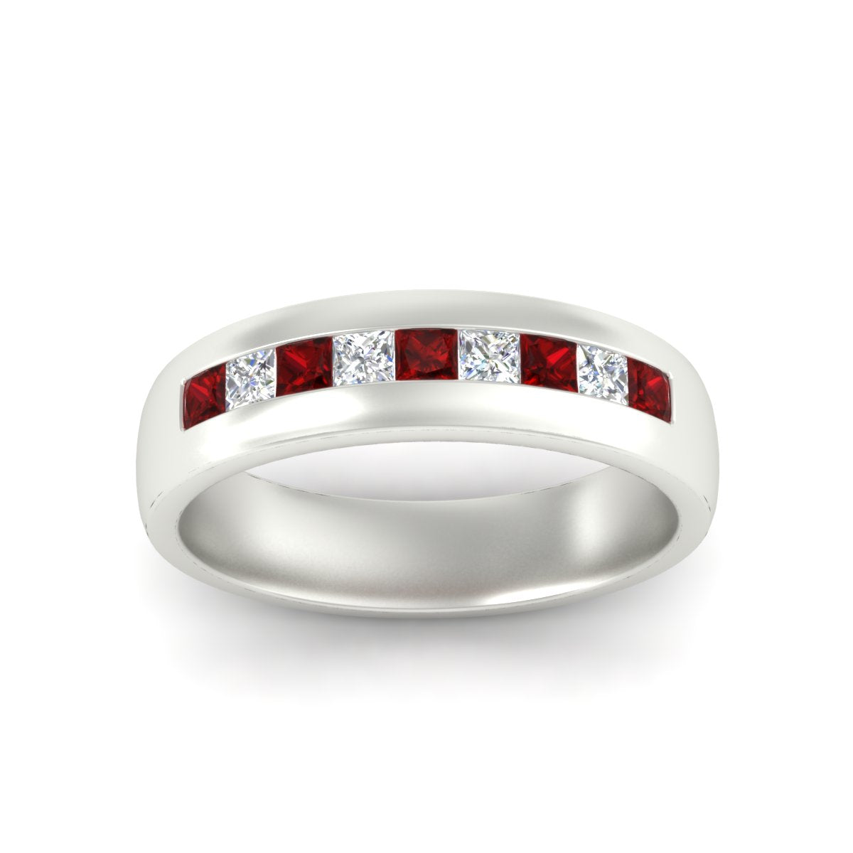 Mens Channel Set Square Wedding Ring