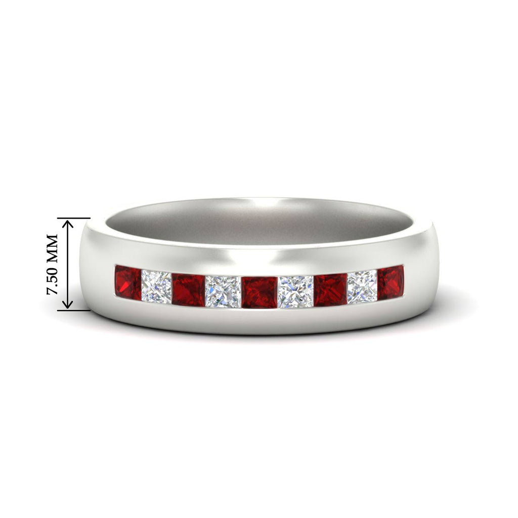 Mens Channel Set Square Wedding Ring