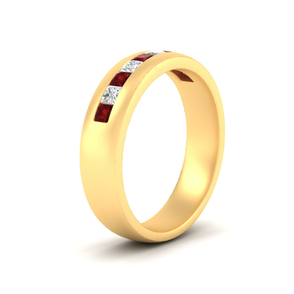 Mens Channel Set Square Wedding Ring