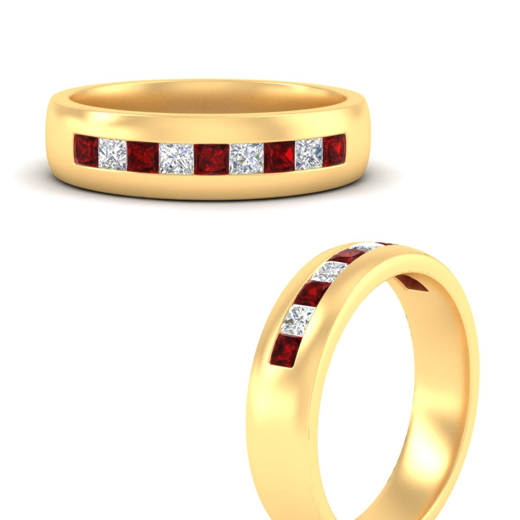Mens Channel Set Square Wedding Ring