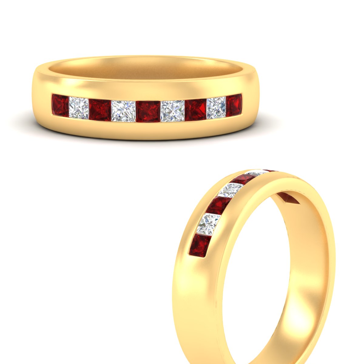 Mens Channel Set Square Wedding Ring