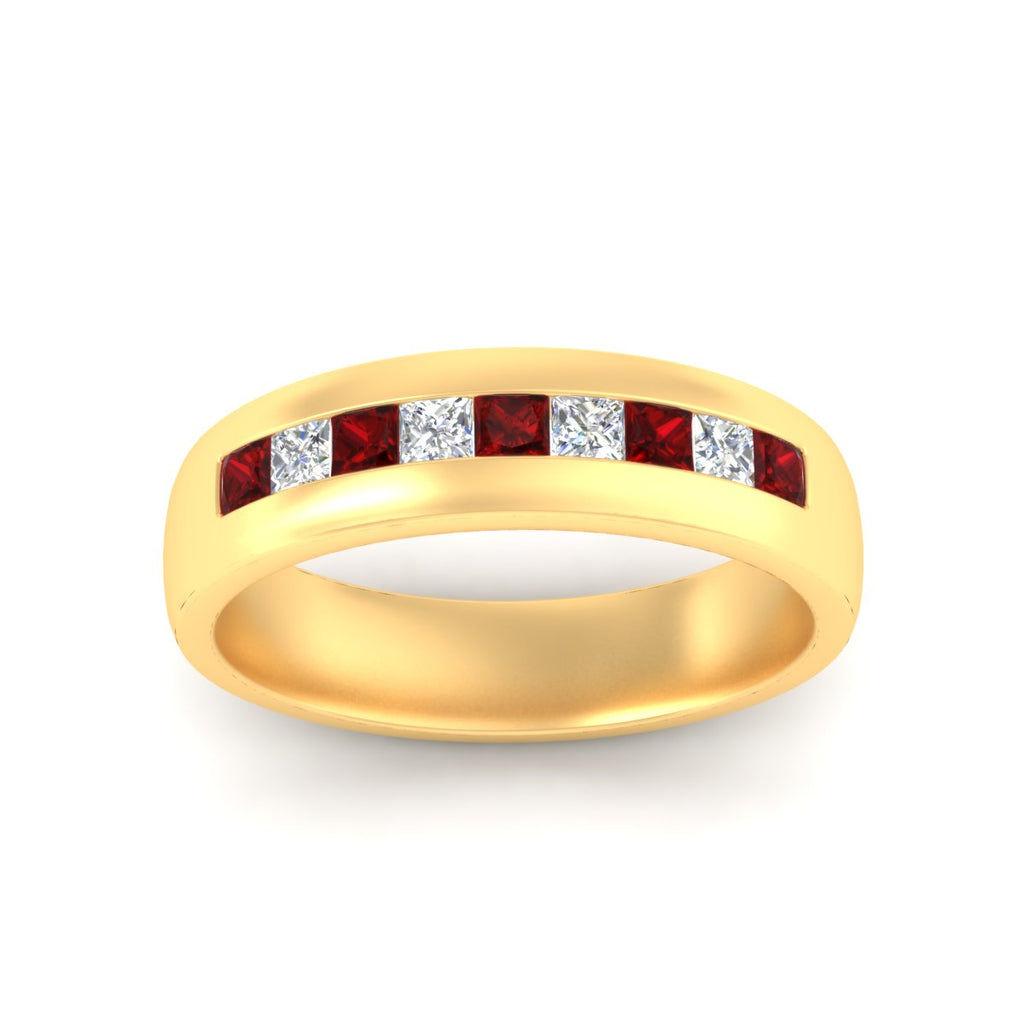 Mens Channel Set Square Wedding Ring