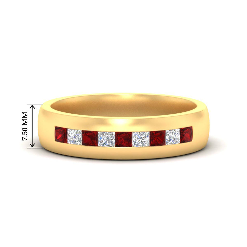 Mens Channel Set Square Wedding Ring